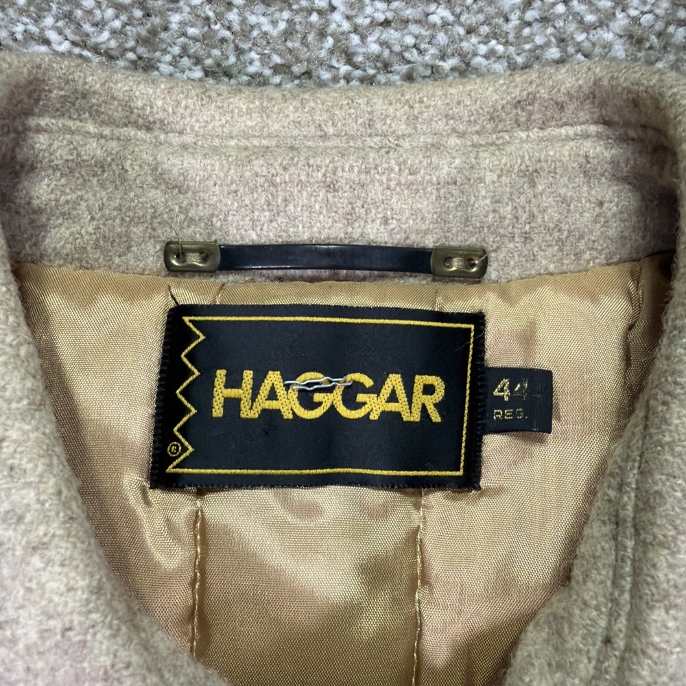Vintage Wool Bomber Jacket Beige 70s Haggar Size 44 Regular Excellent - Picture 2 of 11